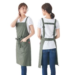 H型素色精梳全棉圍裙(素面H型素色日韓咖啡工作服透氣全棉)