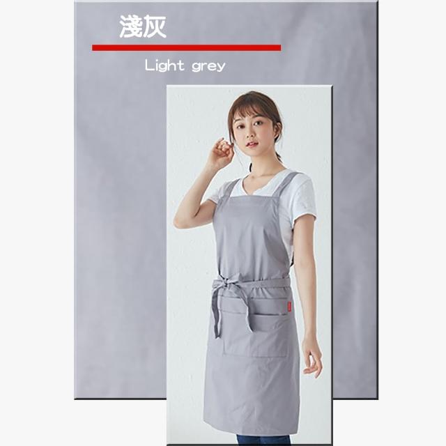 H型素色精梳全棉圍裙(素面H型素色日韓咖啡工作服透氣全棉)