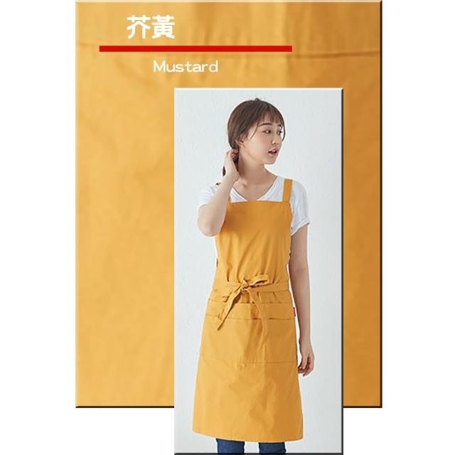 H型素色精梳全棉圍裙(素面H型素色日韓咖啡工作服透氣全棉)