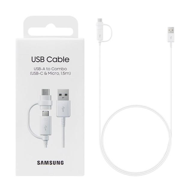 【SAMSUNG 三星】原廠二合一傳輸線-Type C & Micro USB 白色(公司貨-盒裝)