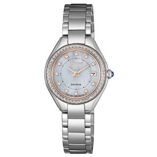 【CITIZEN 星辰】LADYS施華洛世奇61顆鑽石光動能時尚腕錶26mm(EW2556-83Y)