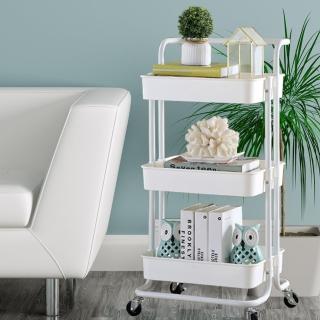 多功能三層收納架手推車 置物車(附煞車萬向輪)