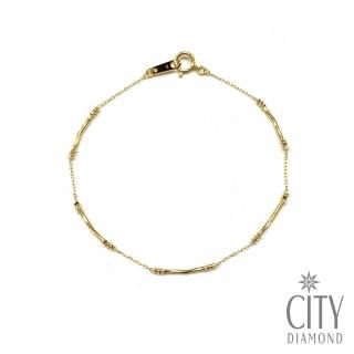 【City Diamond 引雅】18K刻面閃耀竹節黃K金手鍊(東京Yuki系列)