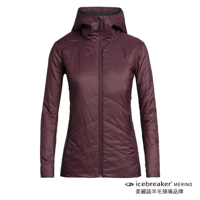 Icebreaker【Icebreaker】女 Helix 超輕暖防撥水連帽外套-ML70-深酒紅(IB104849-614)