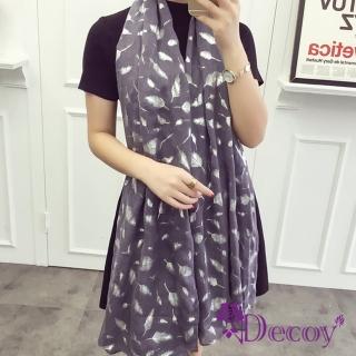 【Decoy】炫銀羽翼*加長棉柔透膚圍巾/深灰