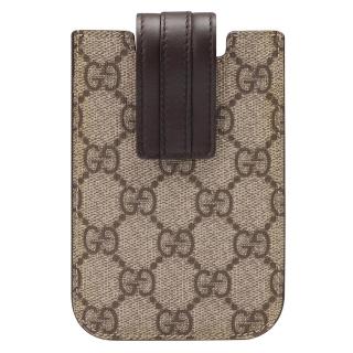 【GUCCI 古馳】經典GG PLUS防水PVC IPHONE手機套(咖啡240188-FCIFN-9643)