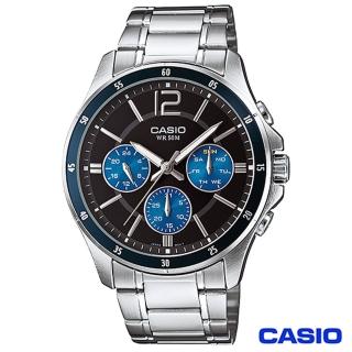 【CASIO 卡西歐】時尚三眼爵士石英腕錶(MTP-1374D-2A)