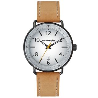 【Hush Puppies】漸層休閒男錶(白色 / 44mm)