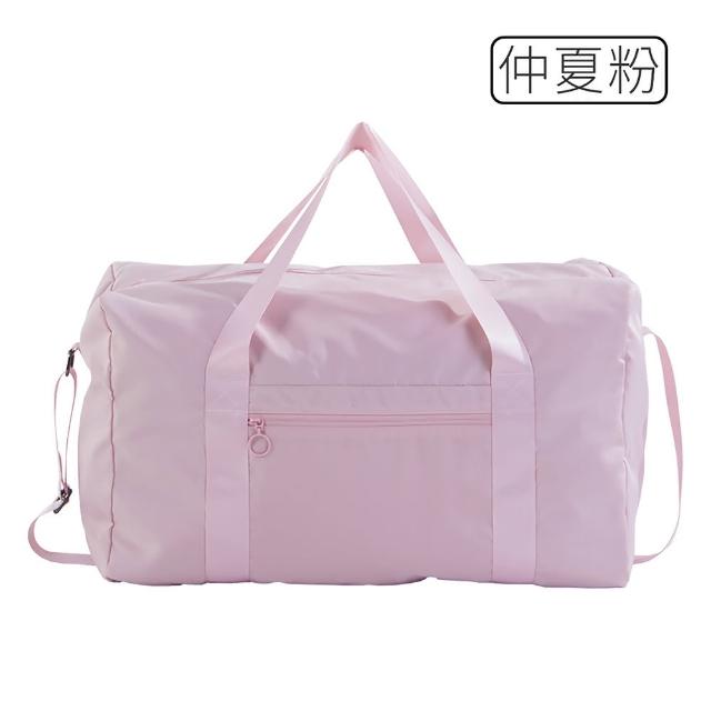 【UNIQE】日系質感旅行袋 柔韌面料 舒適加寬背帶 防潑水肩背側背包 36L大容量摺疊 折疊拉 