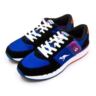 【KangaROOS】男 經典復刻慢跑鞋 COMBAT紅標袋鼠鞋系列(藍黑紫 91036)