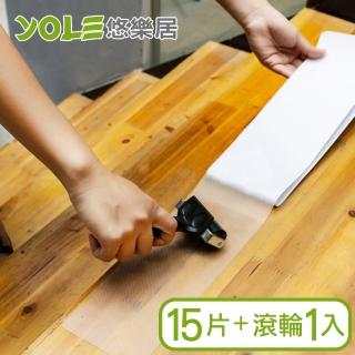 【YOLE 悠樂居】高透明自黏樓梯防水防滑貼片10x80cm#1327069(15片+滾輪1入)