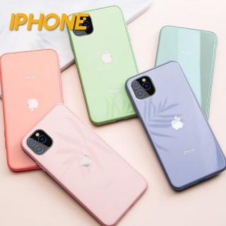 【韓式作風】IPHONE 11/SE二代/X/XS/XR/XS MAX/8/7系列 馬卡龍液態矽膠防摔鋼化玻璃手機殼RCAS673(八色)