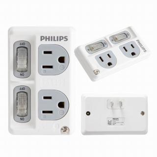 【Philips 飛利浦】2開2插電腦壁插(SPB1421W)