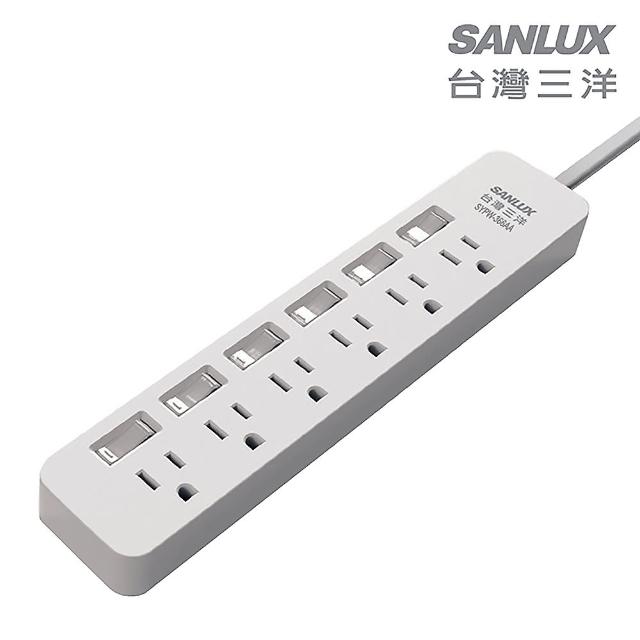 【SANLUX 台灣三洋】轉接電源線-3孔6座6切插座1.8M(SYPW-366AA)