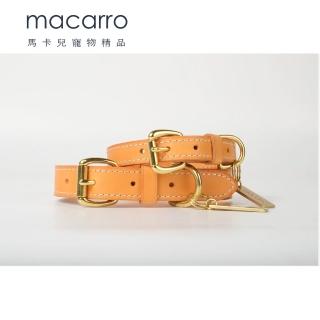 【macarro馬卡兒寵物精品】義大利皮革 寵物項圈 頸圈(M號-中型犬)