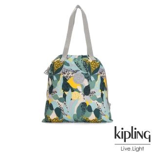【KIPLING】叢林展葉綠手提束口包-NEW HIPHURRAY