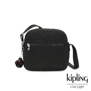 【KIPLING】質感黑多層隨身斜背包-KEEFE