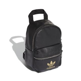 【adidas 愛迪達】後背包 Mini Backpack 小包 女款 愛迪達 三葉草 皮革 外出 輕便 穿搭 黑 金(FL9629)