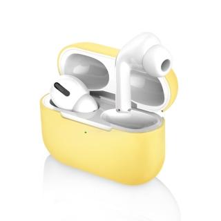 AirPods Pro 無線藍牙耳機充電收納盒矽膠保護殼套- 奶黃