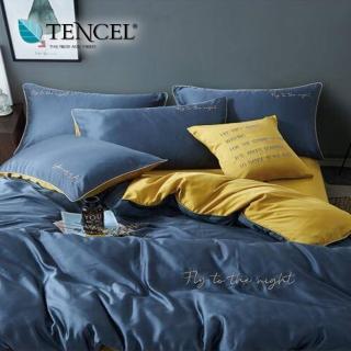 【貝兒居家寢飾生活館】60支100%天絲五件式素色兩用被床包組 裸睡系列 自由風尚灰藍(雙人)