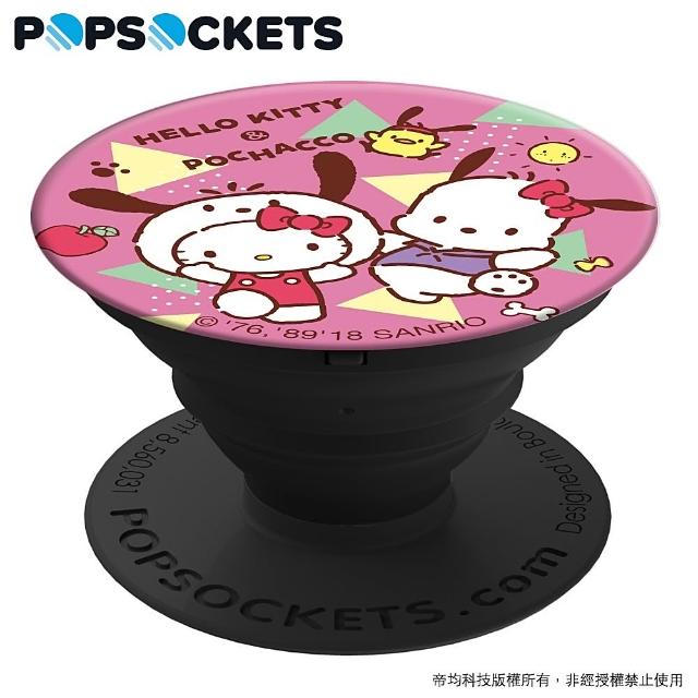 【PopSockets 泡泡騷】美國 No.1 時尚手機支架-凱蒂貓x帕恰狗-蘋果帕恰