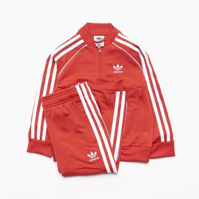 Adidas 愛迪達 Sst Suit 三葉草大logo 紅棉t 棉褲運動服小朋友套裝中童 Fm5626 Momo購物網