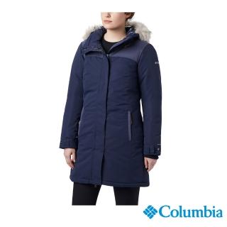【Columbia 哥倫比亞】女款-Omni-Tech 防水長版外套-深藍(UEK00550NY / 防水.長版.休閒)