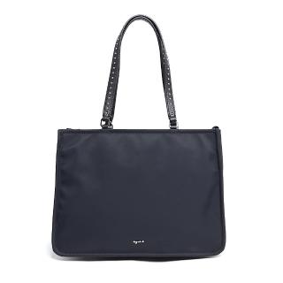 【agnes b.】agnes b. Voyage 鉚釘裝飾肩背手提兩用包 黑