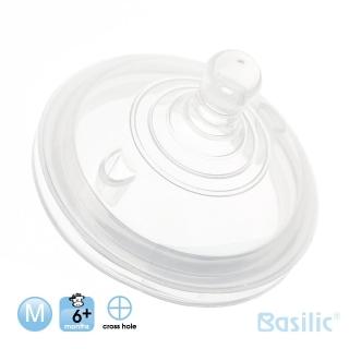 【Basilic 貝喜力克】全矽膠大寬口仿乳奶嘴-M十字孔(超值四入組)