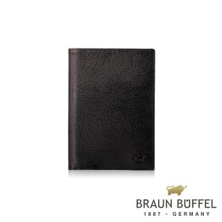 【BRAUN BUFFEL 德國小金牛】台灣總代理 奧菲莉亞R 護照夾-黑色(BF643-R181-BK)