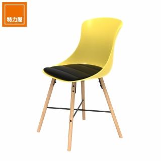 【特力屋】組 - 萊特 塑鋼椅 櫸木腳架30mm/黃椅背/黑座墊