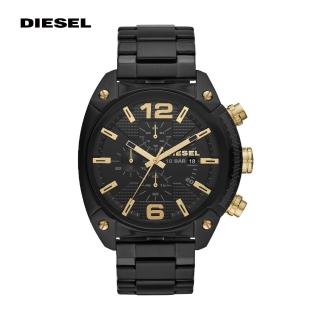 【DIESEL】Overflow 工業風黑色不鏽鋼計時男錶 49MM DZ4504
