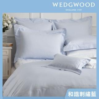 【WEDGWOOD】400織長纖棉刺繡床包被套枕套四件組-和諧(雙人)