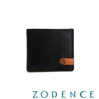 【ZODENCE 佐登司】TAI撞色進口牛皮8卡短夾(黑)