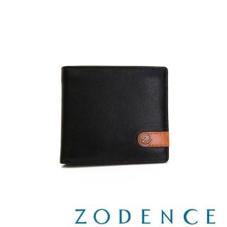 【ZODENCE 佐登司】TAI撞色進口牛皮6卡零錢袋短夾(黑)