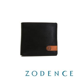 【ZODENCE 佐登司】TAI撞色進口牛皮4卡零錢袋短夾(黑)