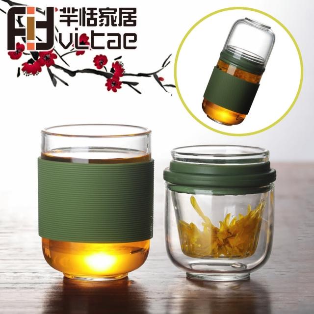 【Fit Vitae羋恬家居】中式古韻品茗玻璃隨行快客杯