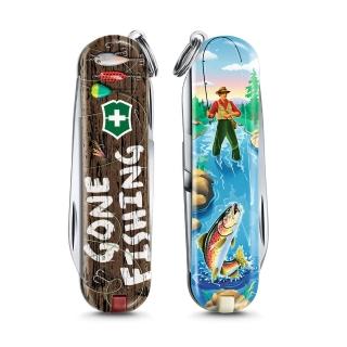 【VICTORINOX 瑞士維氏】限量迷你7用印花 瑞士刀(釣魚 06223.L2005)