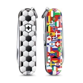 【VICTORINOX 瑞士維氏】限量迷你7用印花 瑞士刀(足球世界 06223.L2007)