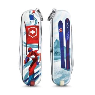 【VICTORINOX 瑞士維氏】限量迷你7用印花 瑞士刀(滑雪比賽 06223.L2008)