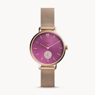 【FOSSIL】Kalya三針玫瑰金色調不銹鋼手錶 36MM(ES4843)