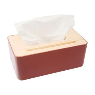 北歐風木質面紙盒-灰磚紅
