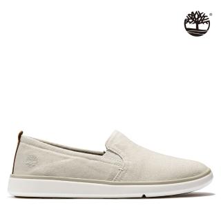 【Timberland】男款米褐色帆布休閒帆船鞋(A2AZHK51)