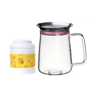 【無藏茗茶】茶覺360泡茶組-茶具茶葉組(茶覺360玻璃泡茶茶450ml+30g玫瑰紅茶)