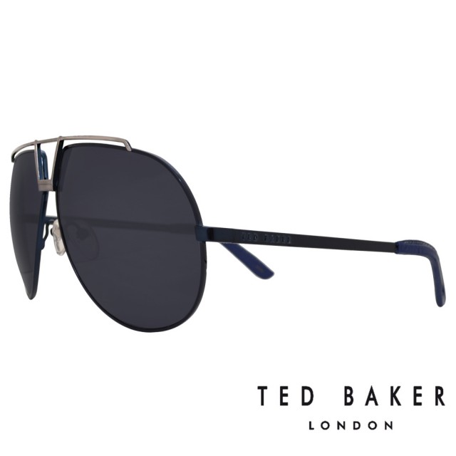 【TED BAKER】英國紳士飛行員皮革造型太陽眼鏡(TB1238-689 藍)