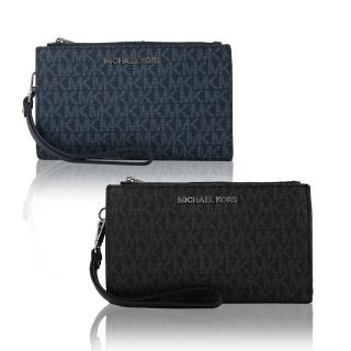 【Michael Kors】JET SET  Logo PVC＆十字紋防刮皮革雙層手掛式手機長夾(2色)