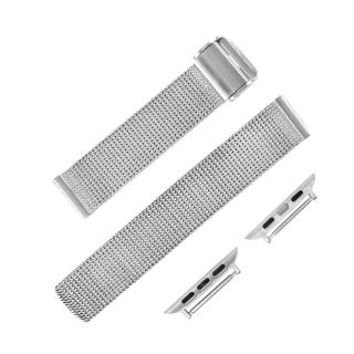 【Watchband】Apple Watch / 38.40.42.44mm / 蘋果手錶替用錶帶 輕便透亮 穿壓扣 米蘭編織不鏽鋼錶帶(銀色)