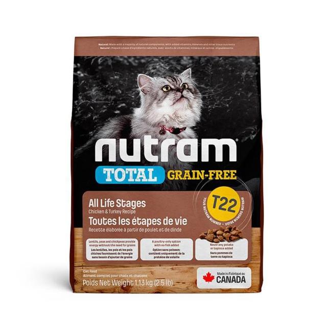 【Nutram 紐頓】2包組-T22/T24無穀全能系列貓糧 1.13kg/2.5lb (貓飼料/貓乾糧/貓食)