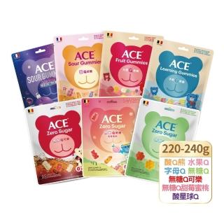 【ACE】量販包軟糖240gx2包組(水果Q/字母Q/無糖Q/無糖Q可樂/無糖Q甜莓蜜桃)