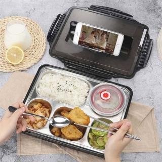 加大款 北歐304不鏽鋼分格便當盒 餐盒 保溫飯盒 餐盤(附餐具+湯碗+變當袋)